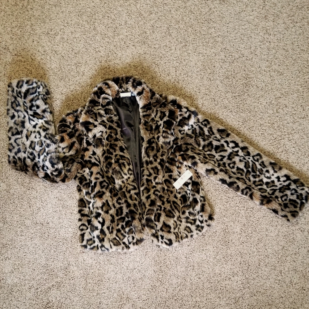 Allen B. Animal print fur coat NWT